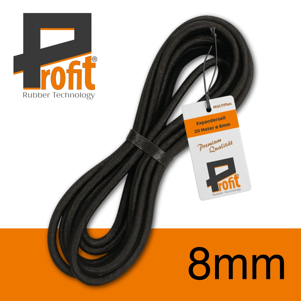 Expander rope 8mm - by the meter - from 1 meter 1 Expanderseil 8mm Schwarz – Multiflex Meterware